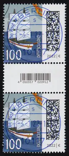 3646 Briefsegler 100 Cent aus 200er, Paar mit Nr., CF, ohne Nr., ET-O VS Berlin