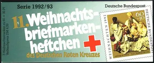 DRK/Weihnachten 1992/93 Anbetung 60 Pf, 5x1639 11.MH ** postfrisch