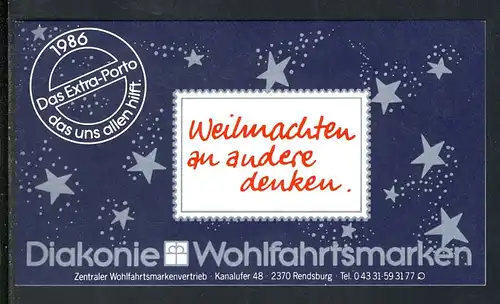 Diakonie/Weihnachten 1986 Anbetung des Kindes 80 Pf, 5x1303, postfrisch