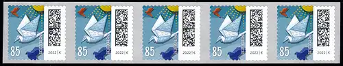 3652 Brieftaube 85 Cent sk aus 100er 5er-Streifen mit GERADER Nummer **