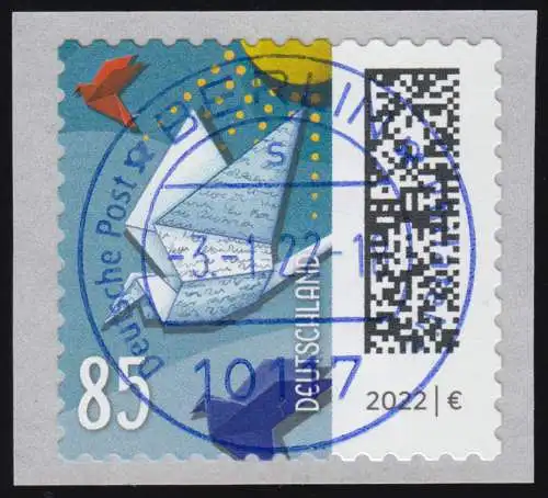 3652 Brieftaube 85 Cent sk aus 100er mit GERADER Nummer, ET-O der VS Berlin