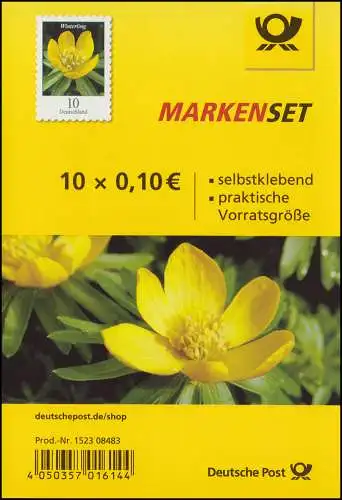 FB 81II Blume Winterling 10 Cent, Folienblatt mit 10x 3430II, postfrisch **