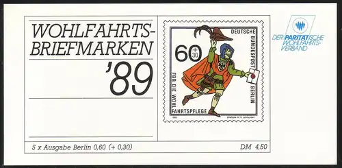 DPWV/Wofa 1989 Postbeförderung & Briefbote 60 Pf, 5x852, postfrisch