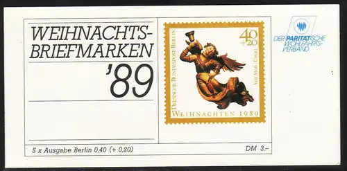 DPWV/Weihnachten 1989 Engel 40 Pf, 5x858, postfrisch