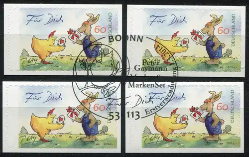 3066 Ostern, SELBSTKLEBEND auf NEUTRALER Folie, Set mit allen 4 Eck-EV-O Bonn