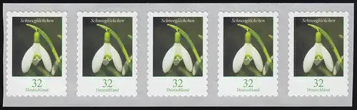 3662 Schneeglöckchen 32 Cent sk 5er-Streifen mit UNGERADER Nummer **