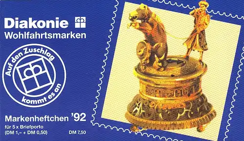 Diakonie/Wohlfahrt 1992 100 Pf. Figurenuhr, 5x1634, postfrisch