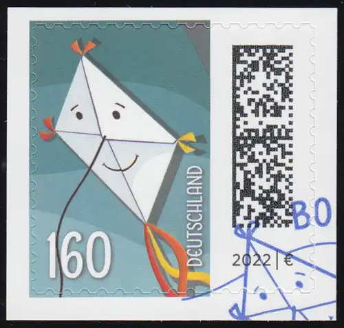 3654 Dragon-lettre 160 centimes, autocollant sur film neutre, EV-O Bonn