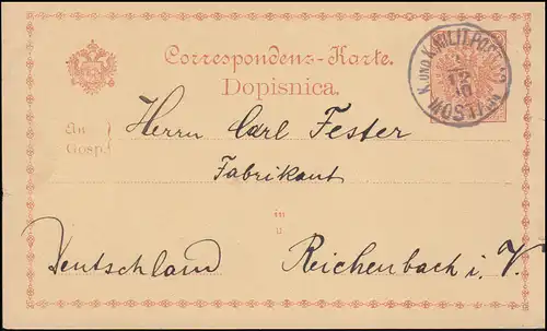 Österreich Militärpost Postkarte P 1a Wappenadler 2 Kreuzer MOSTA Dezember 1910