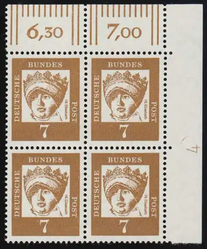 348y DZ Hl. Elisabeth 7 Pf als Eck-Vbl o.r. mit Druckerzeichen 4), **