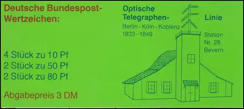 Privates Markenheftchen Telegraphen-Linie 1983 mit Heftchenblatt BuS 29, SSt 