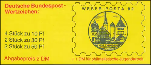 Carnet de marque privé WESER-POSTA 1982 avec feuillet BuS 27I, **