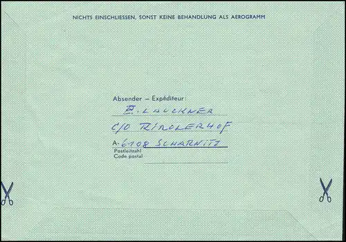 Autriche Aerogrammes LF avec Francoture supplémentaire SSt CHRISTKINDL 24.12.1983