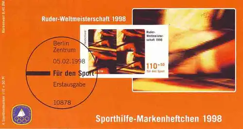 Sport 1998 Rudern & Ruder-WM Köln 110 Pf, 4x1970, postfrisch