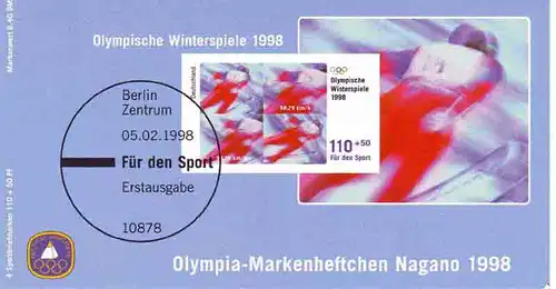 Sport 1998 Olympiade & Skispringen 110 Pf, 4x1969,  postfrisch