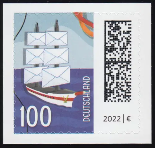 3653 courrier 100 cents, autocollant sur feuille neutre, **