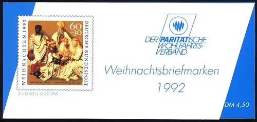 DPWV/Noël 1992 60 Pf, 5x1639, frais de port
