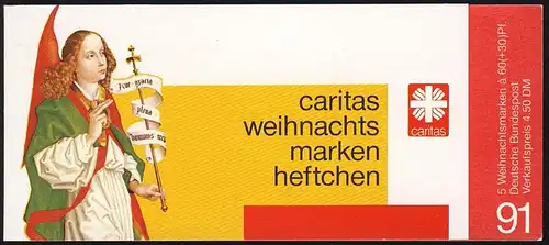 Caritas/Weihnachten 1991 Engel der Verkündung 60 Pf, 5x1578, postfrisch