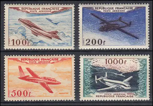 France 987-990 avions 1954, 4 valeurs complètes, kit propre frais de port **