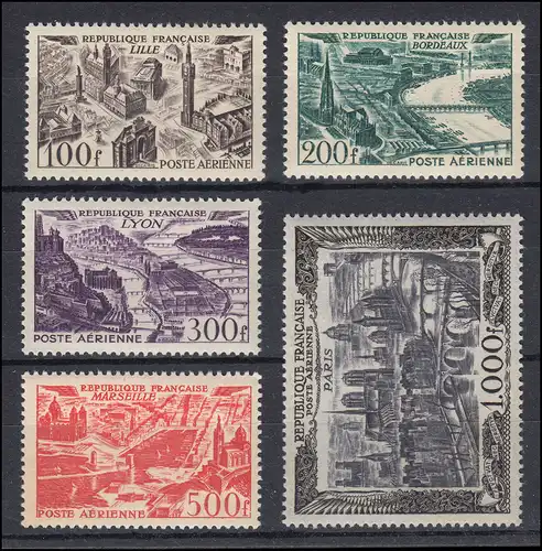 France 861-865 images de villes 1949, 5 valeurs complètes, ensemble frais de port **