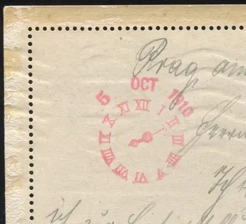 Autriche Cartes de crédit K 47 Tampon d'onde PRAG PRAHA 1.10.110 vers Nuremberg