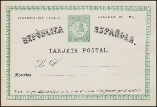 Espagne Carte postale P 2II Symbole de liberté/paragraphe 5/5 Cs. TARJETA, non utilisé