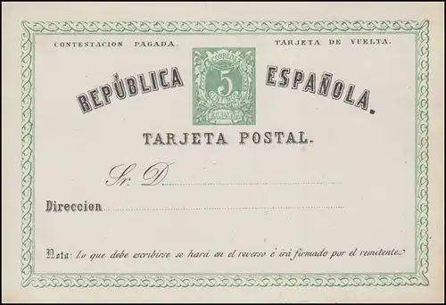 Espagne Carte postale P 2II Symbole de liberté/paragraphe 5/5 Cs. TARJETA, non utilisé