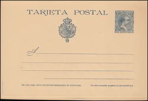 Espagne Carte postale P 31 Roi Alfons XIII. 15/15 Centimos, non utilisé