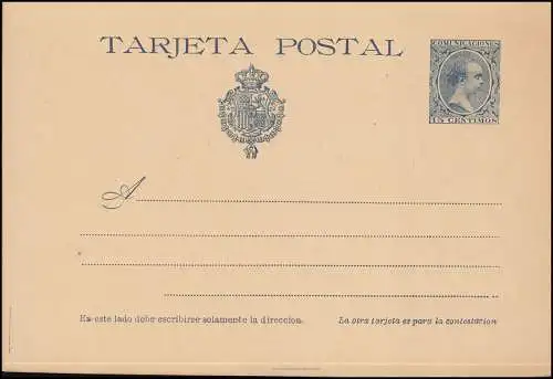 Espagne Carte postale P 31 Roi Alfons XIII. 15/15 Centimos, non utilisé