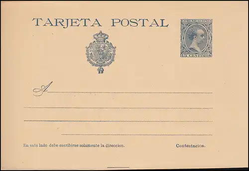 Spanien Postkarte P 31 König Alfons XIII. 15/15 Centimos, ungebraucht