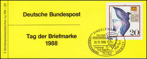APHV Tag der Briefmarke 1988, Brieftaube, SSt SINDELFINGEN 30.10.88