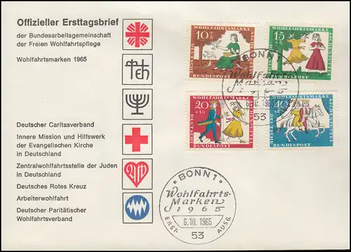 485-488 Wofa contes de fées Cendrillon 1965: ensemble sur le FDC de bijoux ESSt BONN 6.10.1965