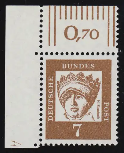 348y DZ Hl. Elisabeth 7 Pf als Ecke o.l. mit Druckerzeichen 4, **