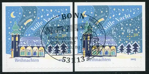 3186 Noël, ENTRES-POUR, film NOUVEAU, 2 timbres chacun avec la moitié EV-O Bonn