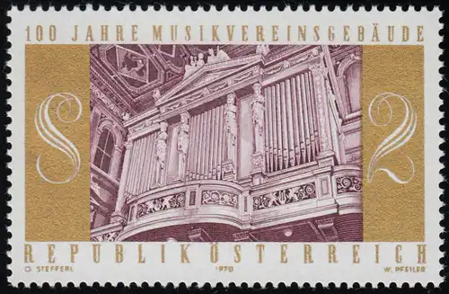 1327 100 J. Musikvereinsbäum, Orgel in Vereinessaal, Wien, 2 S, Postfreich **