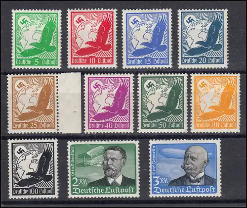 529-539 timbres postaux 1934 avec récif vertical en caoutchouc, ensemble complet **