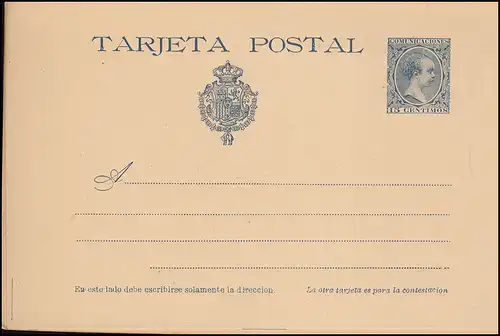 Espagne Carte postale P 31 Roi Alfons XIII. 15/15 Centimos, inutilisé, bug