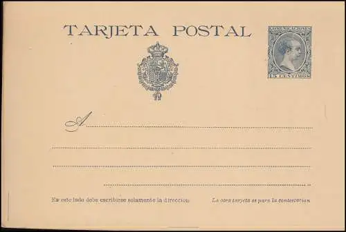 Espagne Carte postale P 31 Roi Alfons XIII. 15/15 Centimos, inutilisé, bug