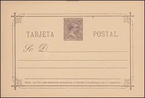 Espagne Carte postale P 15 Roi Alfons XIII. 10 Centimos, non utilisé