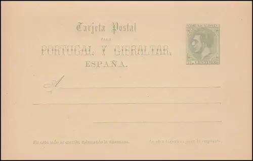 Espagne Carte postale P 12 Roi Alfons XII. Carte double 5/5 Centimos, non utilisé