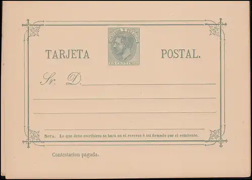 Espagne Carte postale P 8 Roi Alfons XII. 15/15 Cs, non utilisé