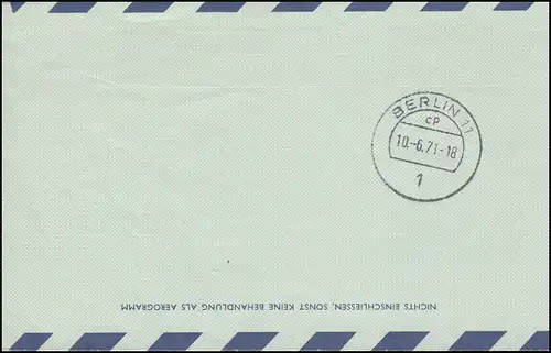 Autriche Aerogrammes LF 13I Vol spécial Vienne-Francfort/M. 10.6.1971 à LUPOSTA