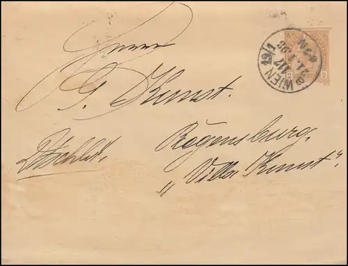 Österreich Streifband S 5 Kaiser Franz Joseph 2 Kreuzer, WIEN 117 - 21.1.1898