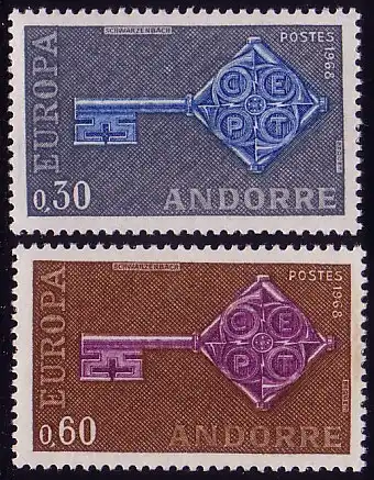 Europaunion 1968 Andorra (Französische Post) 208-209, Satz ** / MNH