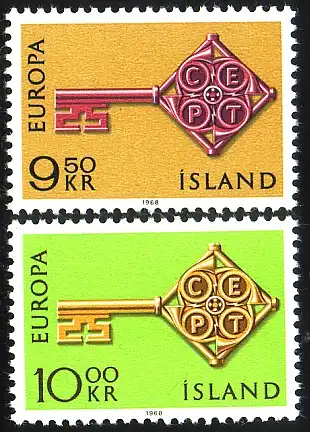 Union européenne 1968 Islande 417-418, taux ** / NHM