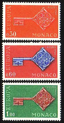 Union européenne 1968 Monaco 879-881, phrase ** / MNH