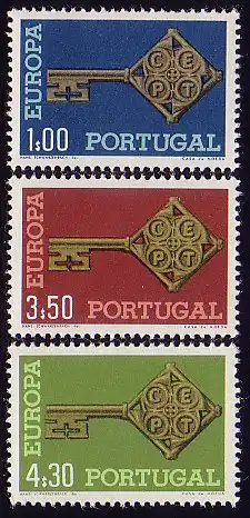 Europaunion 1968 Portugal 1051-1053, Satz ** / MNH