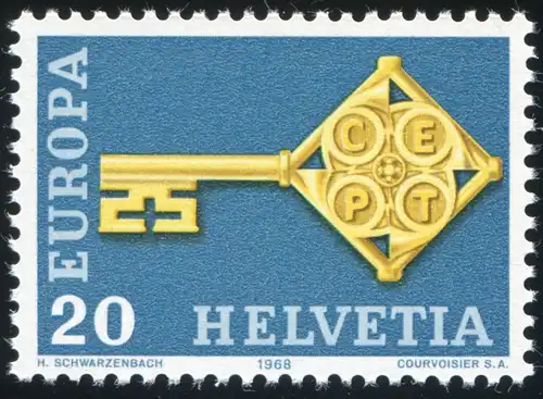 Europaunion 1968 Schweiz 871 (aus Satz 870-873), Marke ** / MNH