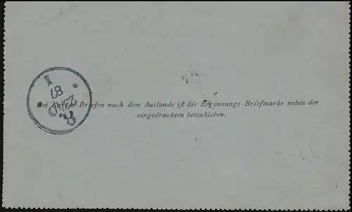 Autriche Carte lettre K 8 VIENNE VIET 22.10.1887 vers Berlin 23.10.87