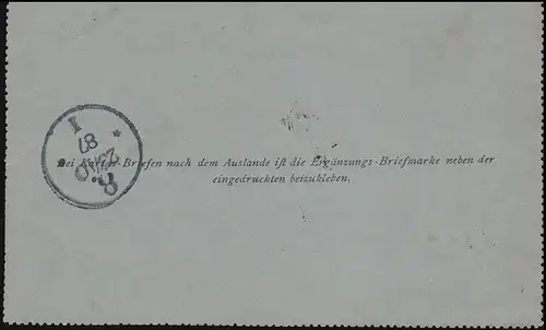 Österreich Kartenbrief K 8 WIEDEN WIEN 22.10.1887 nach Berlin 23.10.87